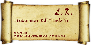 Lieberman Kálmán névjegykártya