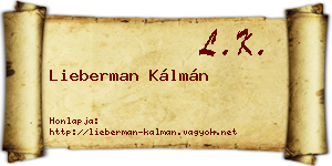 Lieberman Kálmán névjegykártya